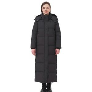 Women's Black Long Puffer Coat